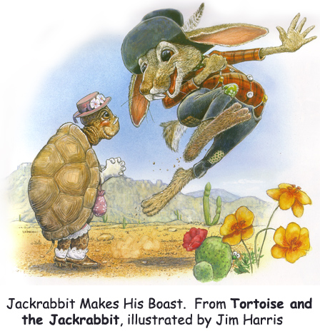 ‘Jackrabbit Makes His Boast’ Fairytale art from The Tortoise and the Jackrabbit.